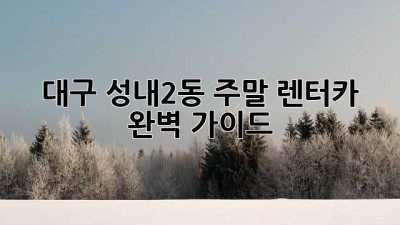 대구 성내2동 주말 렌터카, 완벽 가이드!